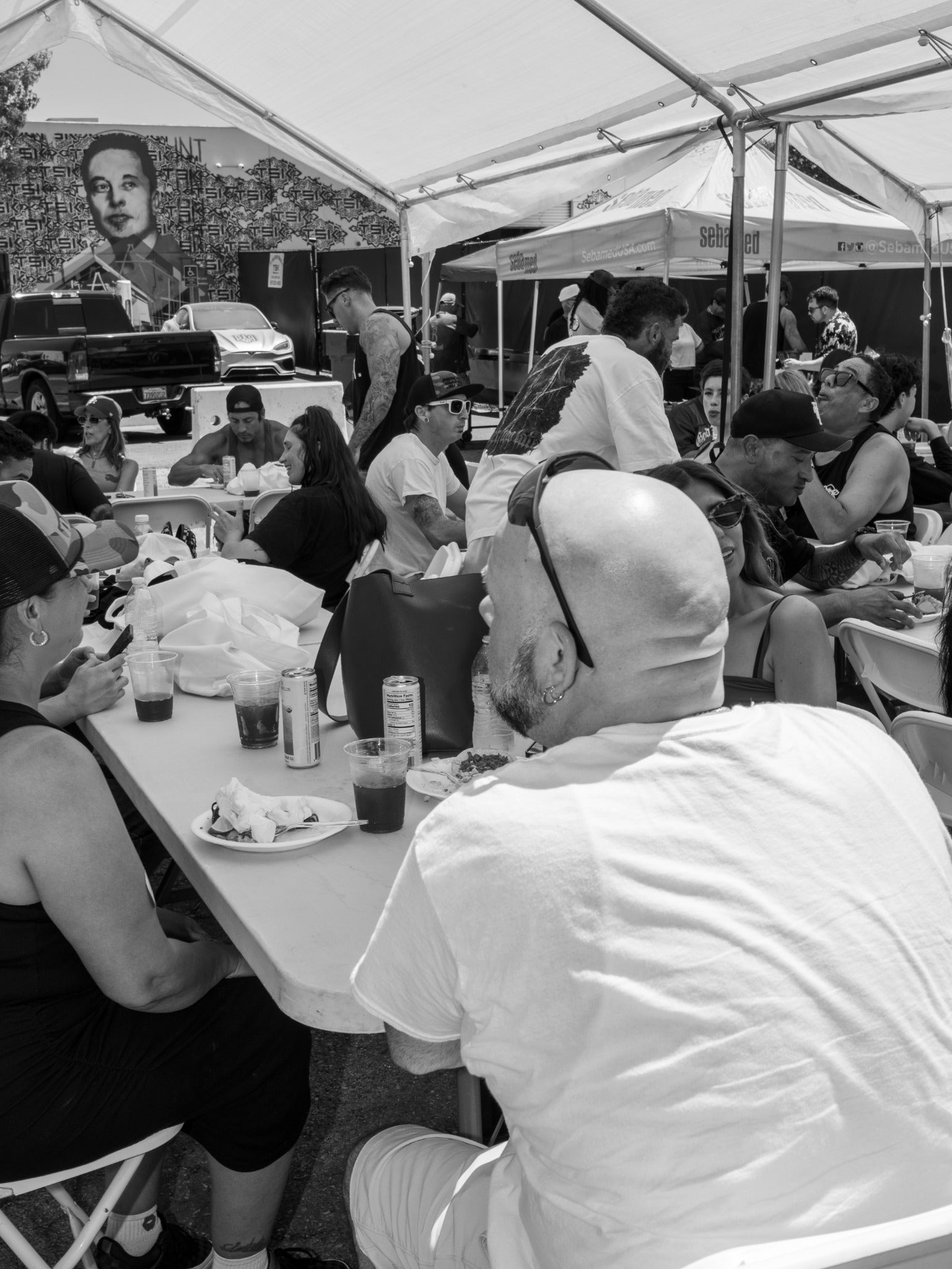 Community members connecting at the Heaven's Outcast event